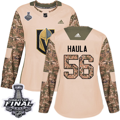 Adidas Golden Knights #56 Erik Haula Camo Authentic Veterans Day 2018 Stanley Cup Final Women's Stitched NHL Jersey